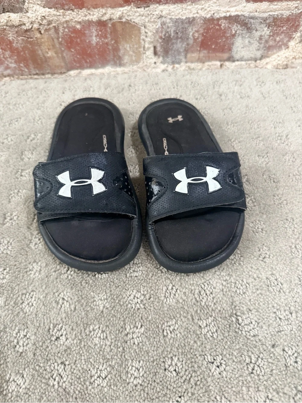 Under Armour Black Slides with White Logo Accent